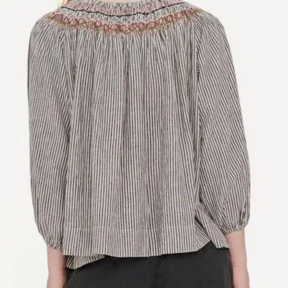 The Great Ruched Gray The Rail Vista Striped Top size XS 295 MSRP - Picture 3 of 11